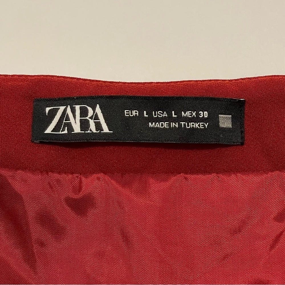 Zara Burgundy Red Bow Flounced Hem Women’s Skirt/Skort with Tie Detail Size L - Picture 13 of 15